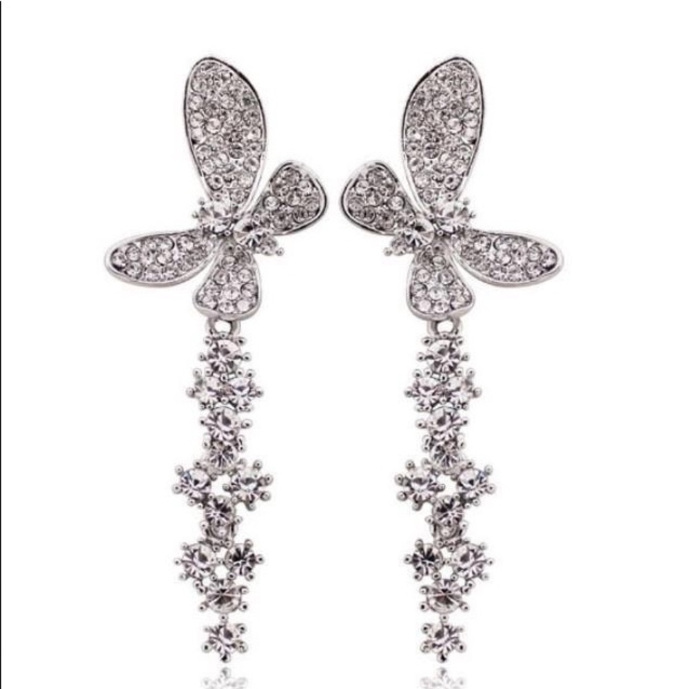 butterfly studded chandelier earrings